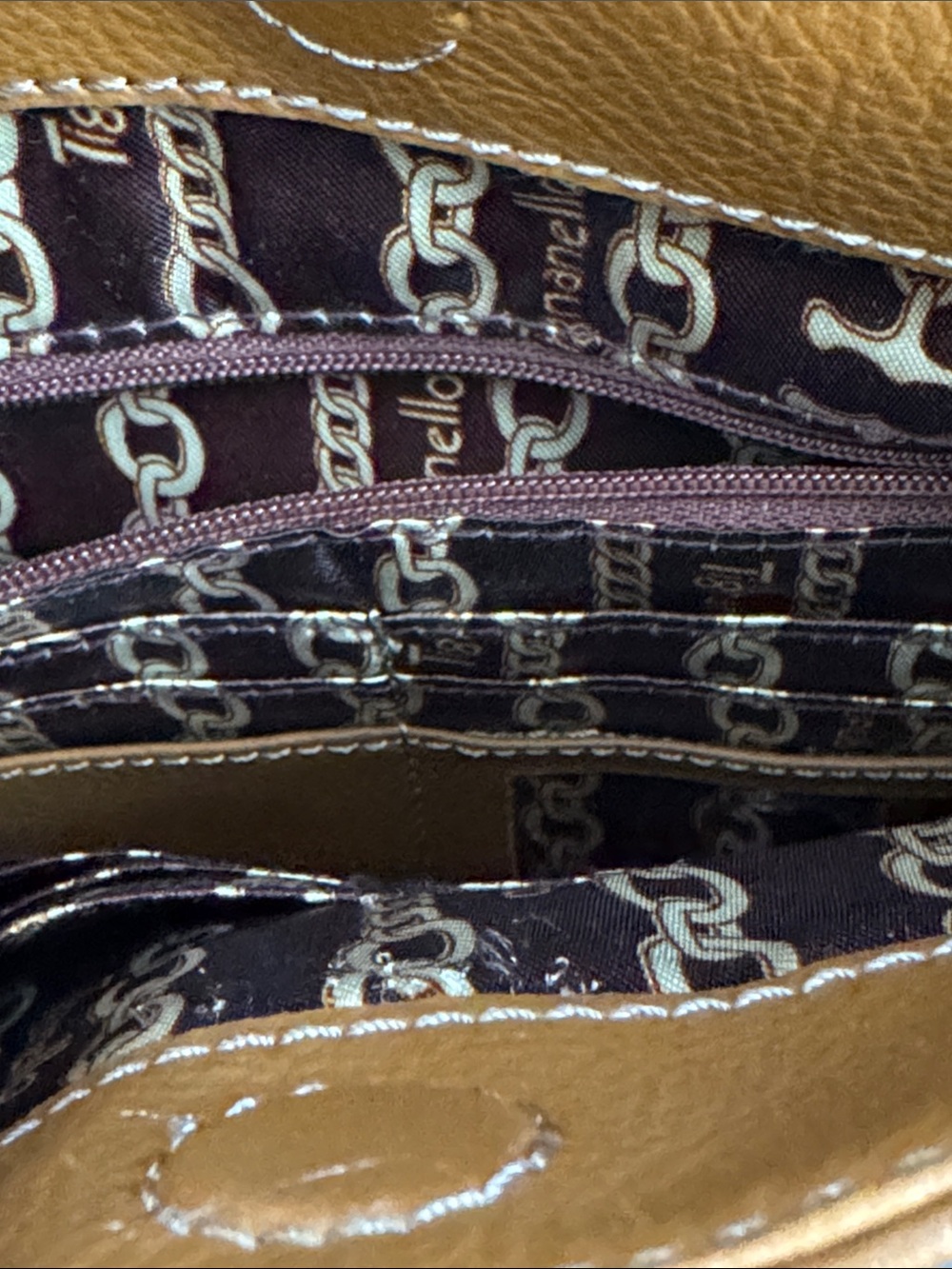 Tignanello Cognac Brown Leather Crossbody with Dual Front Zips - Picture 4 of 10